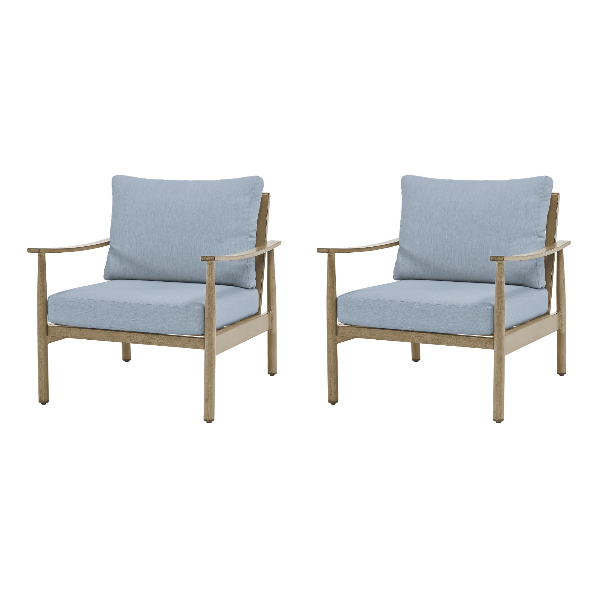 Patio Sofa Aluminum Armchairs Set of 2, Outdoor Sofa Chair with Thick Cushion and Rope Backrest