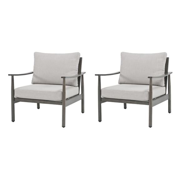 Patio Sofa Chairs Set of 2 Outdoor Aluminum Armchairs with Rope Backrest Thick Cushion Patio Seating for Porch Deck Garden Poolside, Gray