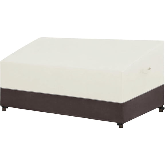 Patio Sofa Cover UV Resistant Outdoor Couch Cover Bicolor Patio 3-Seater Bench Cover Waterproof Outdoor Furniture Cover with Reflective Hemming (95Wx40Dx35H inch, Beige/Brown)