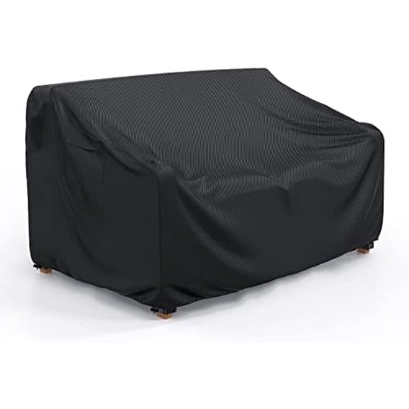 Patio Sofa Cover Waterproof - Heavy Duty 3-Seater Outdoor Couch Cover Patio Furniture Covers with Air Vent and Handles, 104" L×40" D×35" H, Black