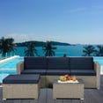 thumbnail image 1 of Patio Sofa Set, Outdoor Sectional Conversation Set, All-Weather Rattan Cushioned Furniture Sofa Set, Navy, 1 of 14