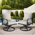 thumbnail image 1 of Patio Sofa Set of 2, Swivel Chairs with Cushions, Outdoor Dining Armchairs for Porch, Deck & Garden, Beige, 1 of 6