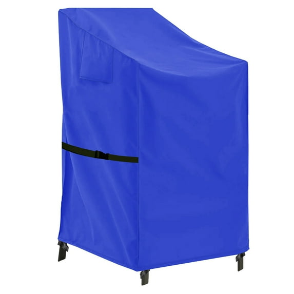 Patio Stackable Chair Cover - 600D High Back Outdoor Chair Cover Waterproof & Heavy Duty, 1 Pack Lawn Furniture Stacking Seat Cover for 4 - 6 Outdoor Stackable Dining Chairs - 28 x 36 x 47 Inch