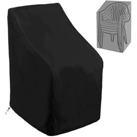 Patio Stackable Chair Covers 420D Waterproof Outdoor High Back Stackable Dining Chair Cover Patio Furniture Protector Fits up to 35 W x 35 D x 35/47 H Inches
