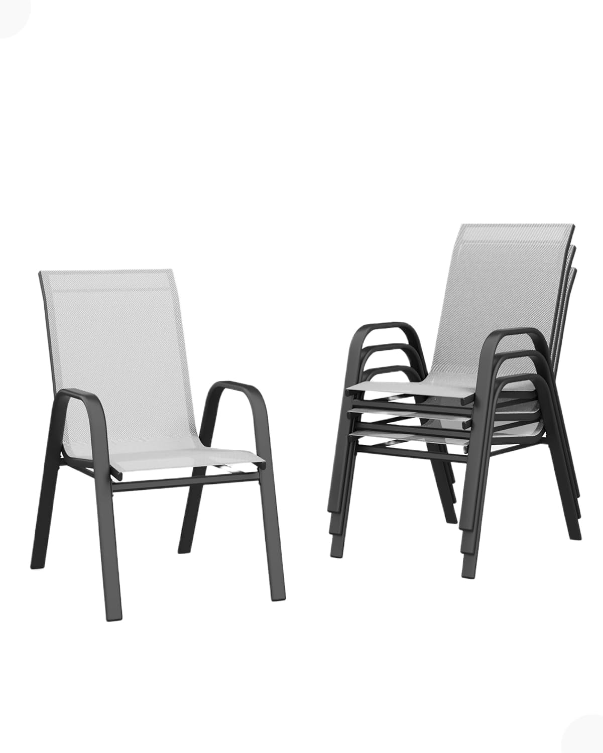 Patio Stackable Chairs Set of 4, Outdoor Dining Chairs, Outdoor ...