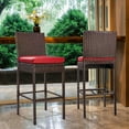 thumbnail image 1 of Patio Stools & Bar Chairs Outdoor Wicker Bar Stools Set of 2 Counter Height Bar Stools Patio Chairs Bar Height with Footrest Armless Cushion Red All Weather Rattan for Garden Pool Lawn Backyard, 1 of 7