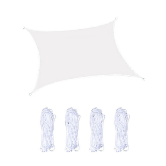 Patio Sun Shade Sail, 300D UPF 50+ Water-Resistants Rectangle Cover with Stainless Steel Rings, Complete with Ropes for Backyard Pool and Garden, Portable UV Blocker