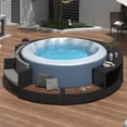 thumbnail image 1 of Patio Surround Spa Sofa, Segmart Patio Rattan Sofa Set with Storage Spaces, Mini Sofa and Comfortable Cushion for Patio,Backyard, Gray, 1 of 7
