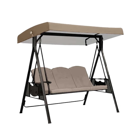 Patio Swing 3 Seat Canopy Replacement Set 210D Thickened Waterproof Canopy Top and Matching Seat Cover without Stand