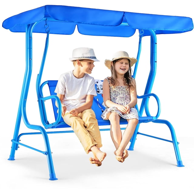 Patio Swing, AllWeather Porch Swing W/Safety Belt, 2 Seats Outdoor