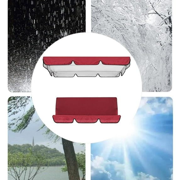 Patio Swing Canopy Replacement Cover 59.06 Inch, Waterproof 190T Polyester Top Cover for 3-Seat Outdoor Porch Swings, UV Resistant & Windproof All Season Garden Furniture Protection