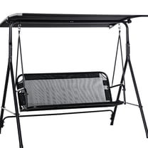 Patio Swing Chair With Canopy - 2 Adult Seating, Breathable Material, Tilt Adjustable, Black, For Garden, Poolside, Patio, Backyard, Balcony Two Adjustable Tilt, Mesh, Steel , Black Garden Relaxation