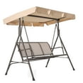 thumbnail image 1 of Patio Swinging Chairs for Outdoors, 67.3" X 43.3" X 59.8" Large Patio Swing Chairs for 3 Person, Hanging Lounge Chair with Adjustable Removable Canopy Cover, 480 lbs, Beige, S8656, 1 of 8