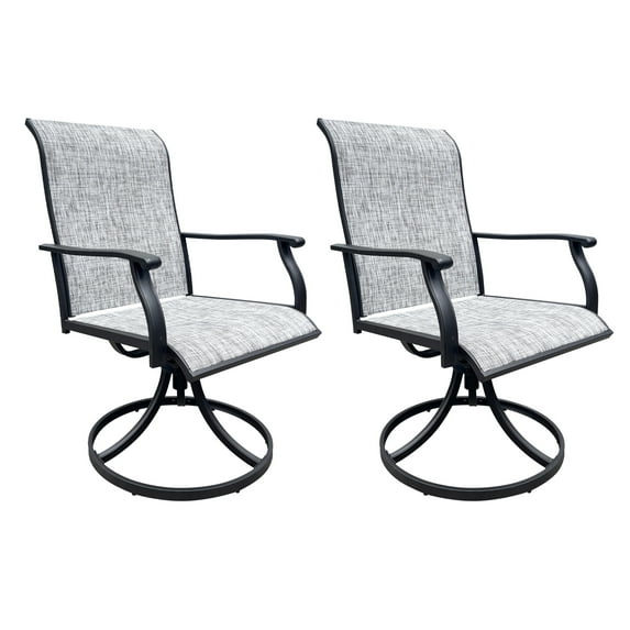 Patio Swivel Chairs Set of 2,Outdoor Dining Chairs with All Weather Breathable Textilene Fabric,Outdoor Swivel Chairs with High Back for Lawn Garden Backyard Deck,Black+ Gray
