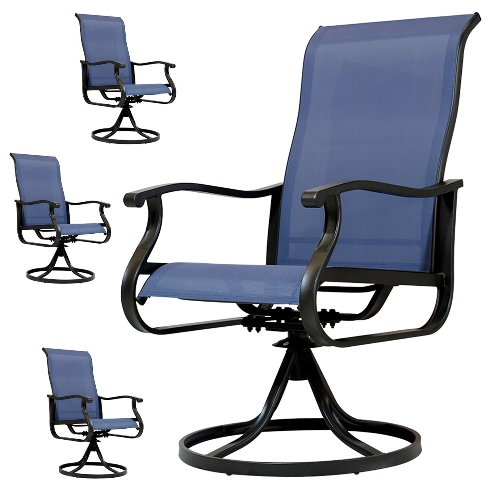 Patio Swivel Chairs Set of 4, Outdoor High Back Rocker Dining Chairs ...