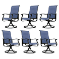 thumbnail image 1 of Patio Swivel Chairs Set of 6, Outdoor High Back Rocker Dining Chairs with All-Weather Textilene Mesh and Metal Frame, Comfortable Swivel Chairs for Patio, Garden, Deck, and Backyard (Blue), 1 of 7