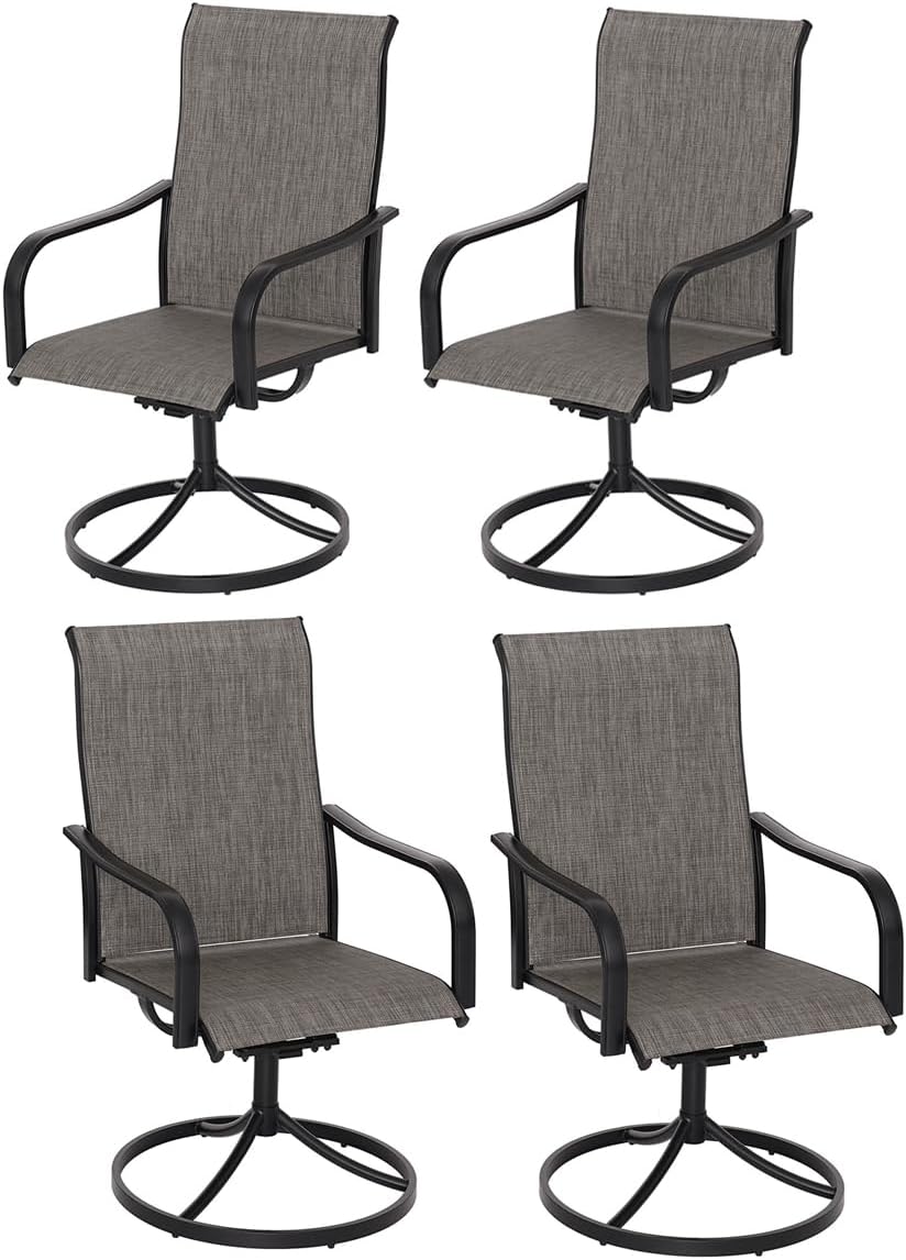 Patio Swivel Dining Chair, Outdoor Metal Chair with Textilene Mesh Fabric Patio Furniture Set