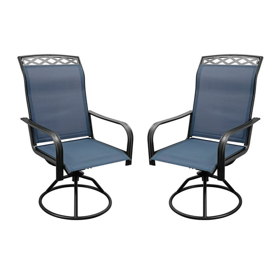 Patio Swivel Dining Chairs Set of 2,Outdoor Swivel Rocker Patio Chairs with All Weather Textilene High Back Metal Frame,for Backyard, Porch, Garden & Lawn  (Blue)