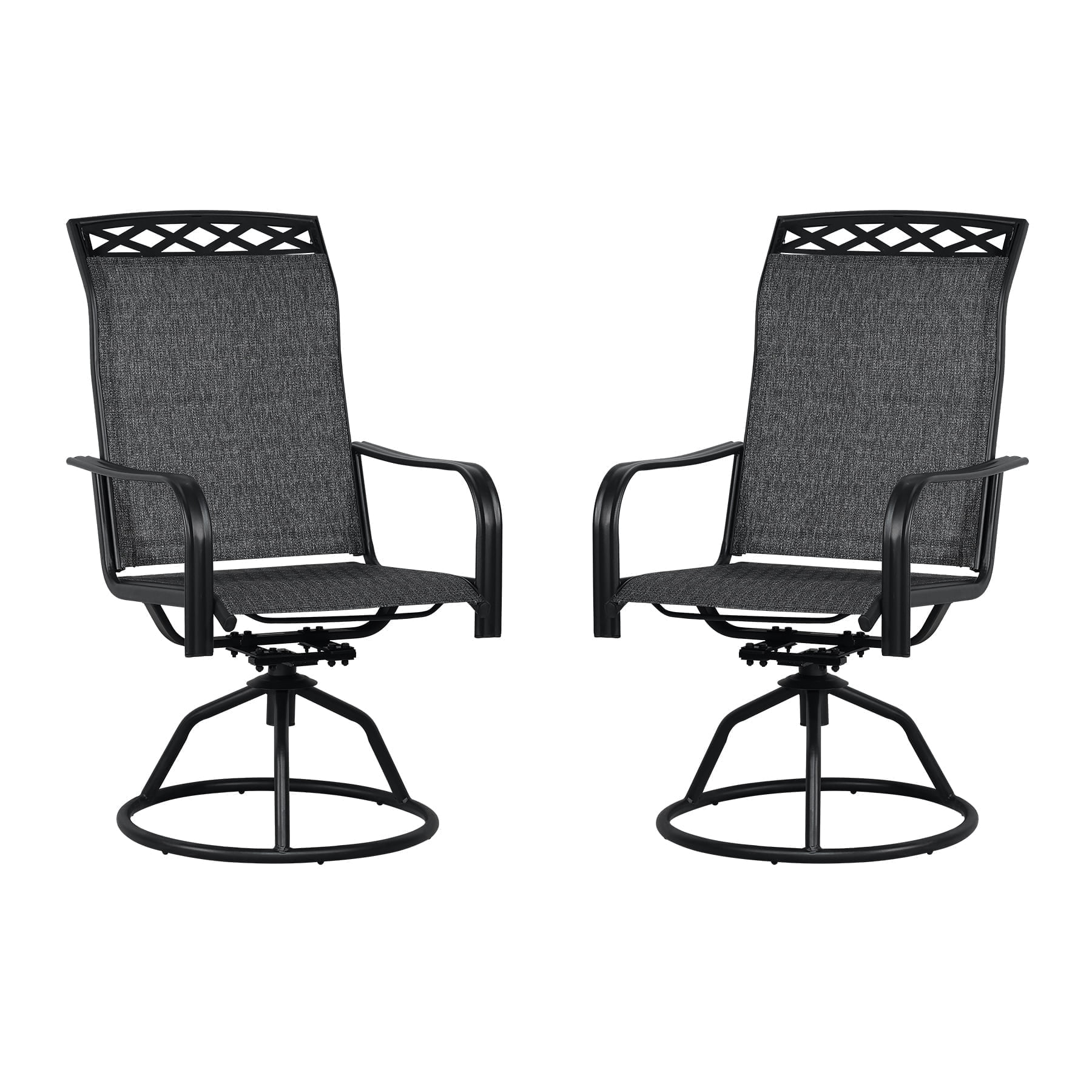 Patio Swivel Dining Chairs Set of 2,Outdoor Swivel Rocker Patio Chairs with All Weather Textilene High Back Metal Frame,for Backyard, Porch, Garden & Lawn
