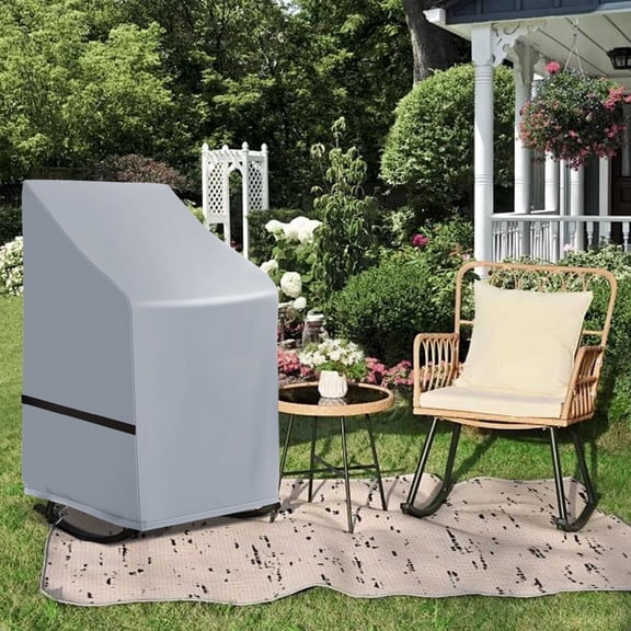 Patio Swivel Lounge Chair Covers Waterproof, 1 Pack Outdoor Rocking Chair Covers for Patio Lawn Garden Wicker Furniture, 25.5"W x 25.5"L x 47.2"H, Grey