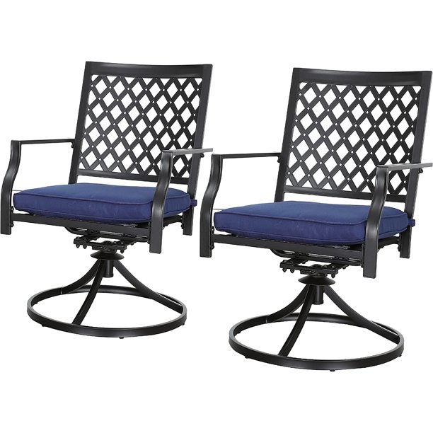 Patio Swivel Rocker Chairs Furniture Metal Outdoor Dining Chairs with Cushion Set of 2