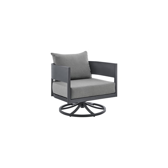 Patio Swivel Rocking Chair - Outdoor Aluminum Rocker with Cushions - Grey