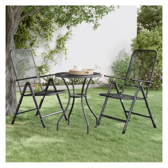 Patio Table 23.6"x28.3" Expanded Metal Mesh Anthracite