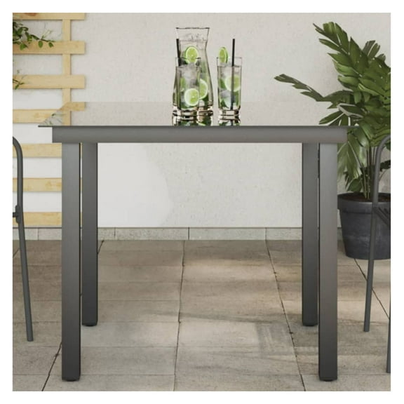 Patio Table Black 31.5"x31.5"x29.1" Aluminum and Glass