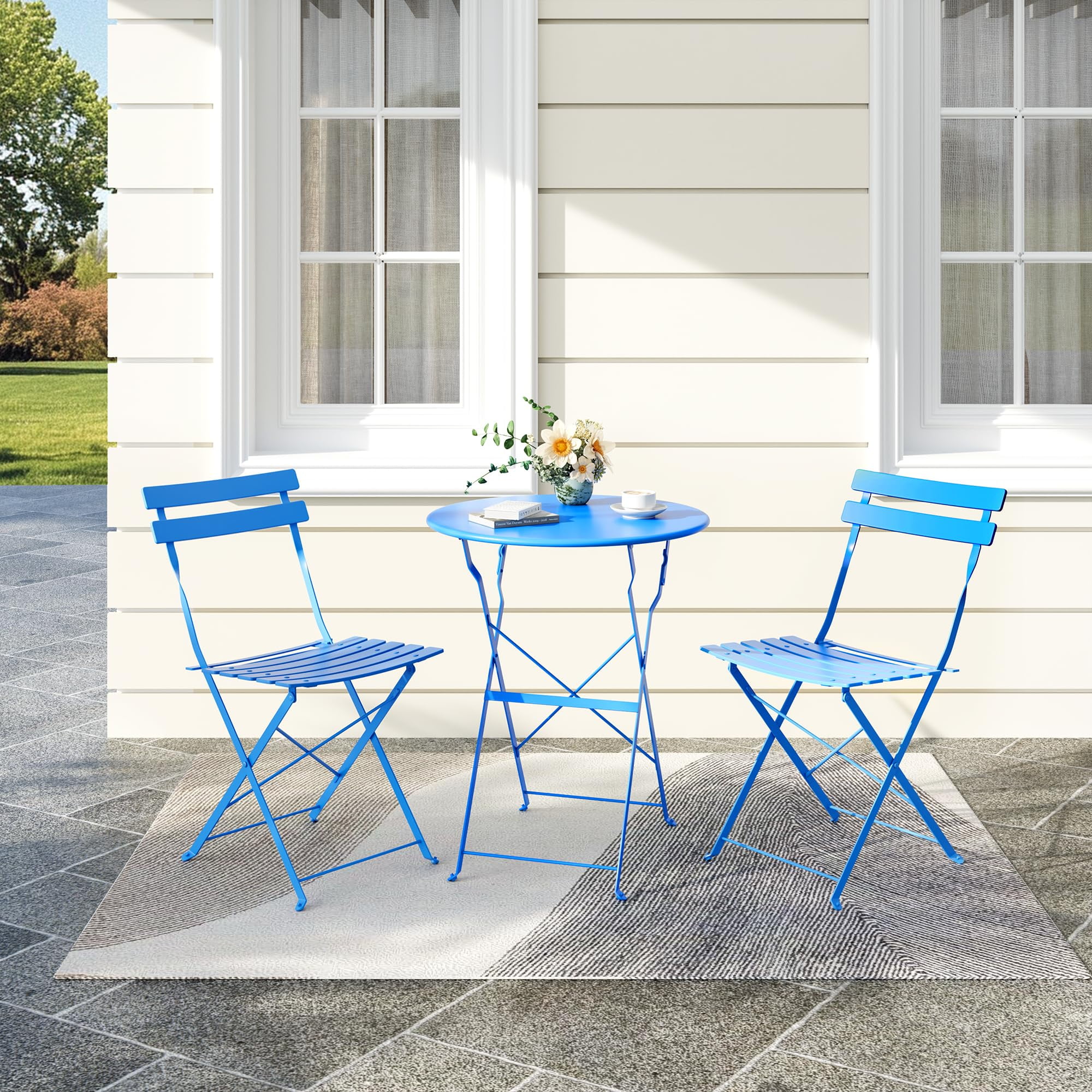 Patio Table and Chairs Set of 2, 3 Piece Patio Bistro Sets, Small ...