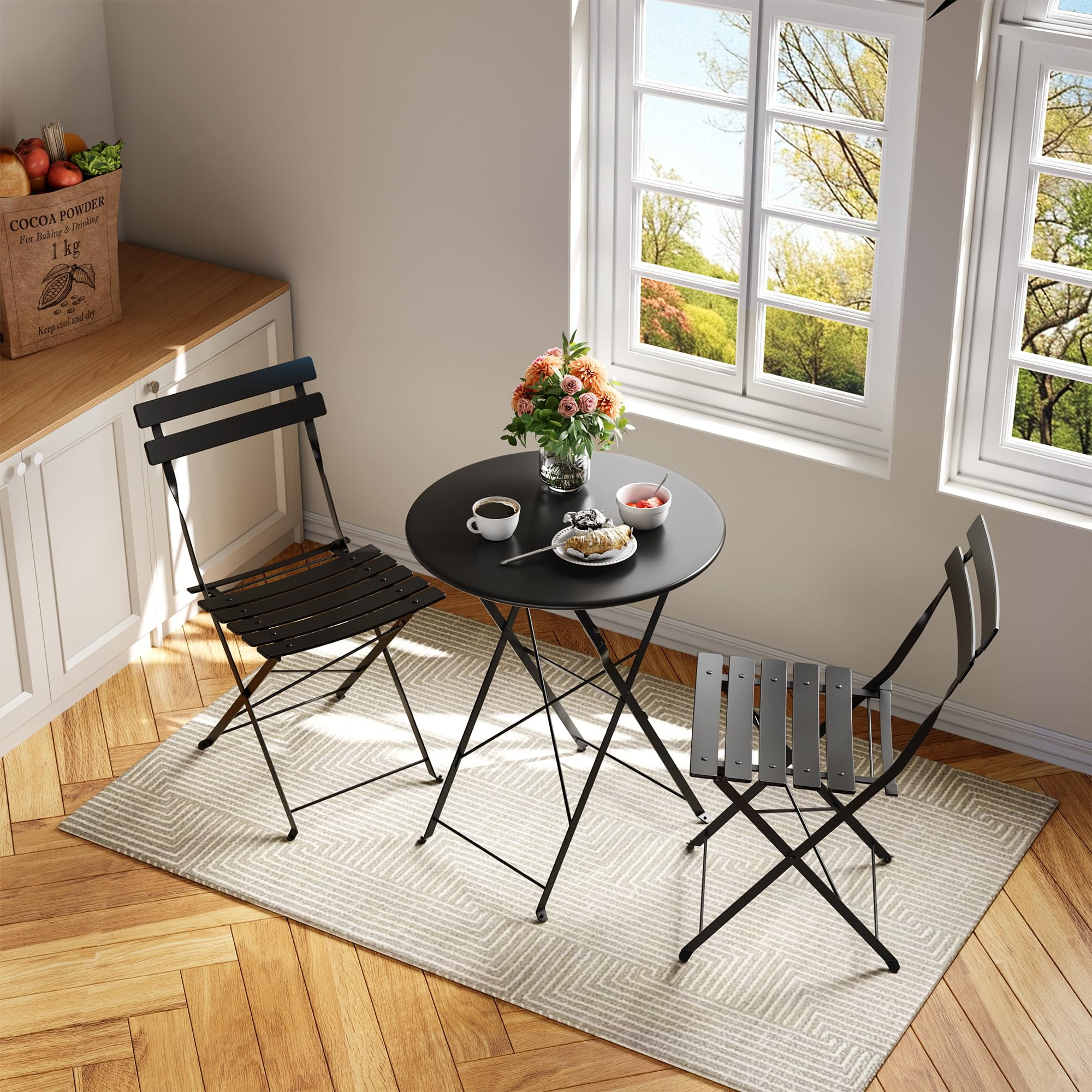 Patio Table and Chairs Set of 2, 3 Piece Patio Bistro Sets, Small ...
