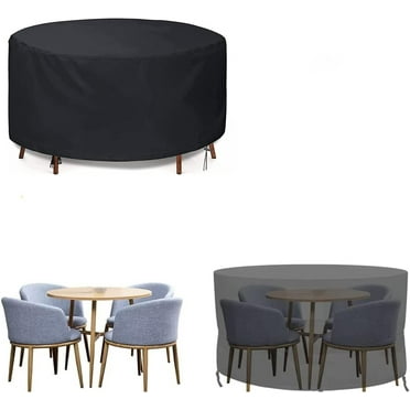 Patio Table Cover for Garden Round - Black, Waterproof, Rain, Snow, dust, Wind and UV Protection, 420D Oxford, Patio Furniture Covers, Round-The-Clock Protection, for Outdoor Furniture