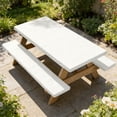 thumbnail image 1 of Patio Table Cover Set, 3-Piece Picnic Table & Bench Covers, Waterproof Furniture Protector, Dustproof Shield for Outdoor Garden, Yard, Patio, Camping & Picnic Use, 3pcs, White, 1 of 6