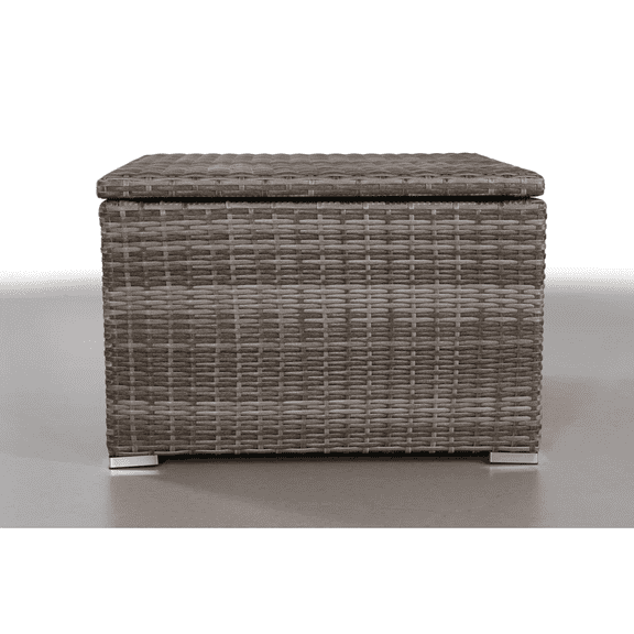 Patio Table, Fully Assembled Outdoor Storage End Table, Grey Mix Outdoor Dining Table,Wicker Folding Camping Table, Garden & Outdoor & Patio Furniture Outdoor Tables