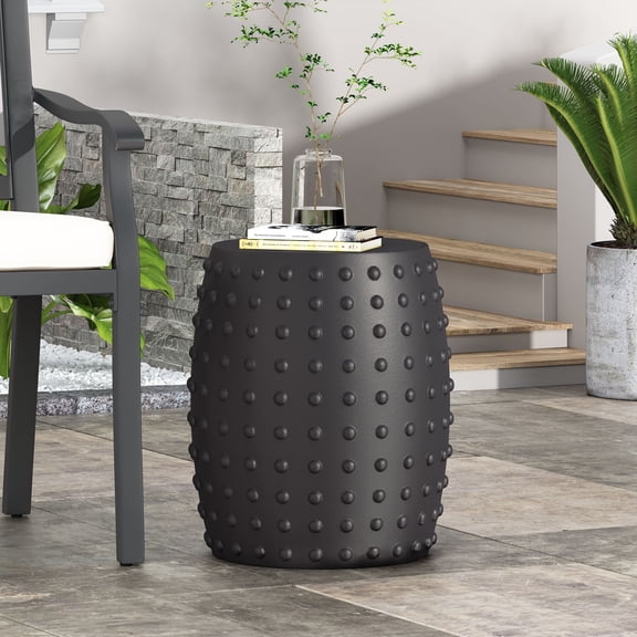 Patio Table, Outdoor LightWeight Concrete Side Table, Matte Black Outdoor Dining Table,Magnesium Oxide Folding Camping Table, Garden & Outdoor & Patio Furniture Outdoor Tables