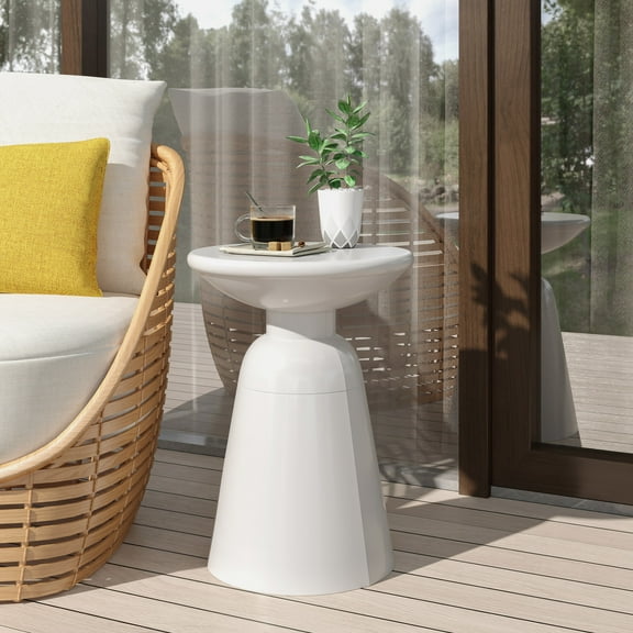 Patio Table, Outdoor Metal end Table -Large, White Outdoor Dining Table,Iron Folding Camping Table, Garden & Outdoor & Patio Furniture Outdoor Tables