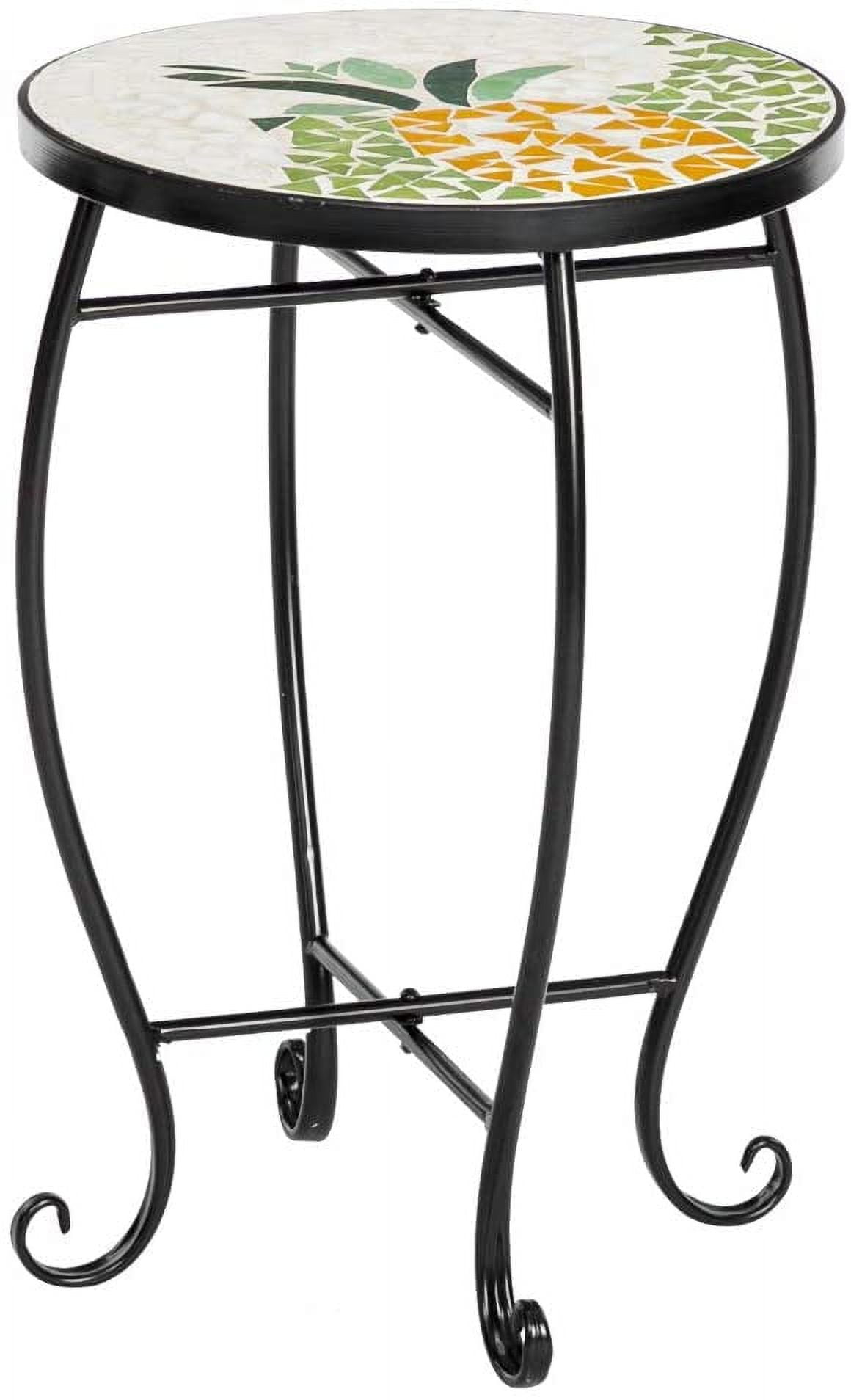 Patio Table Outdoor Side Table,14" Mosaic Accent Table Plant Stand