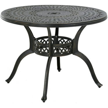 Noble House Pittman Outdoor Cast Aluminum Round Dining Table, Hammered ...