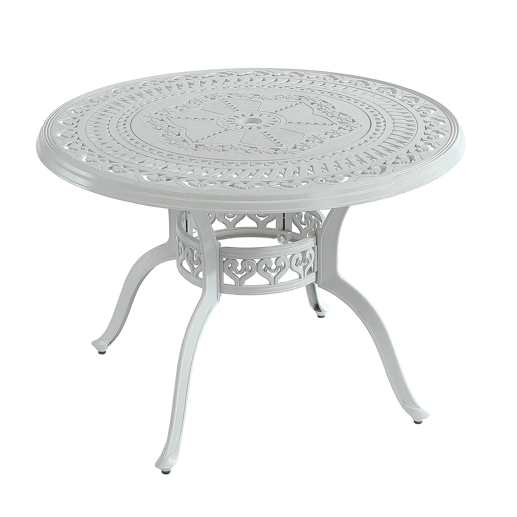 Mondawe 39" Cast Aluminum Round Dining Table with Umbrella Hole, All ...