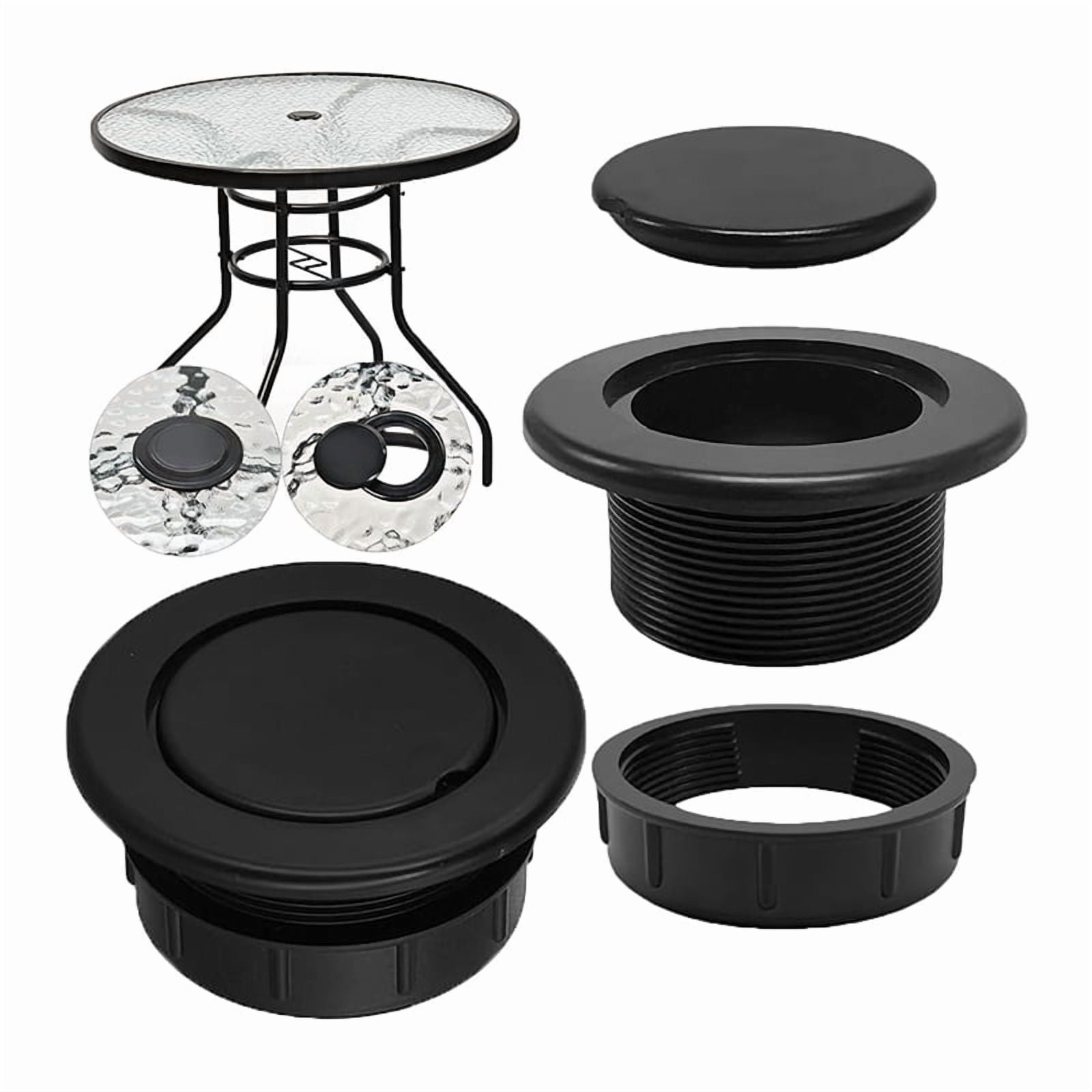 Tavolo da giardino in alluminio con foro per ombrellone e ripiano