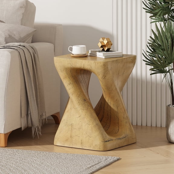 Patio Table,Unique Twisted Spiral Side Table, 11.7x11.7x16 Inches