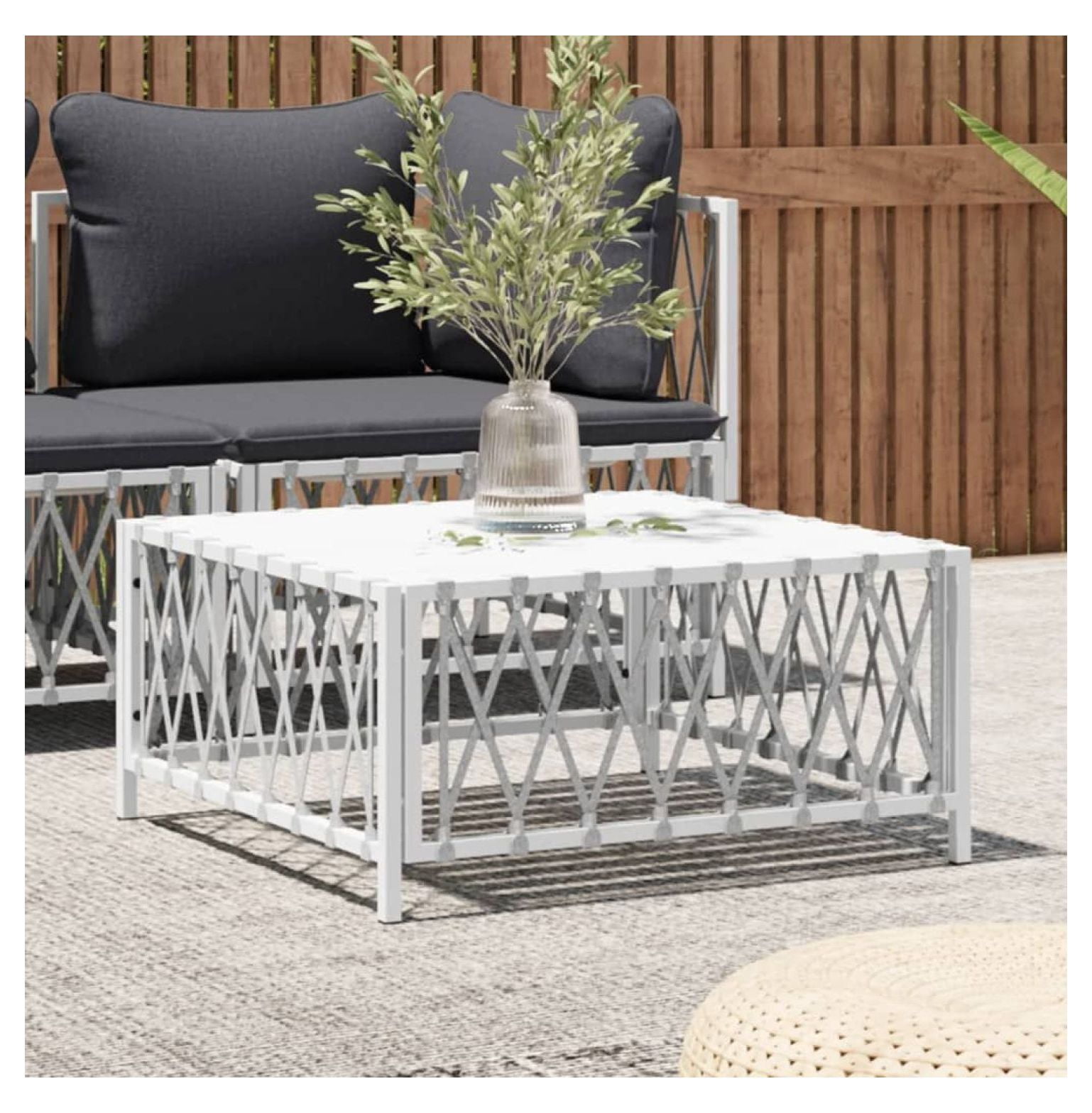 Patio Table White 27.6"x27.6"x13.4" Woven Fabric - Walmart.com