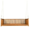 thumbnail image 1 of Patio Twin Size Garden Swing Bed, Wooden Porch Swing Frame with Ropes for Garden, Backyard, Patio, Safe Sloped Design (Teak), 1 of 8