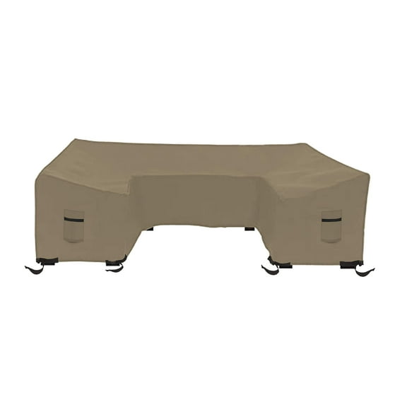 Patio U Shape Sofa Cover 12 Oz Waterproof - 100% UV & Weather Resistant Customize Outdoor sofa Cover with Air Pockets and Drawstring with Snug Fit (33" H X 90" W x 30" D, Beige)