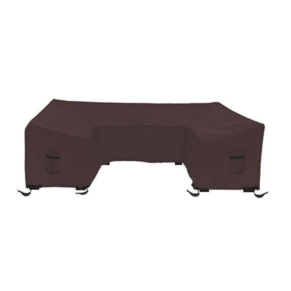 Patio U Shape Sofa Cover 18 Oz Waterproof - 100% UV & Weather Resistant Customize Outdoor sofa Cover with Air Pockets and Drawstring with Snug Fit (33" H x 120" W x 35" D, Coffee)