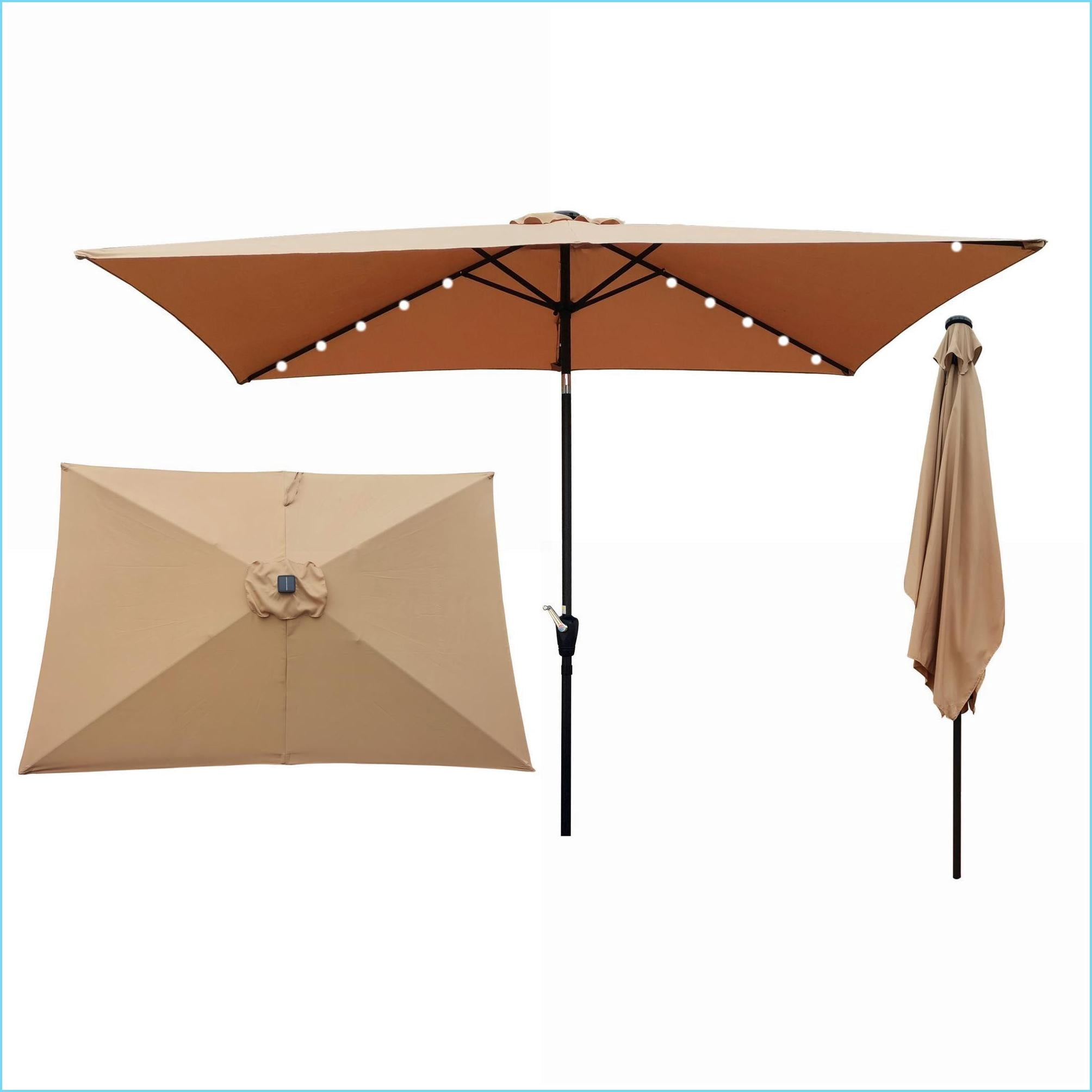 Patio Umbrella, 10 x 6.5 ft Rectangular Solar LED Lighted, Crank Tilt for Garden Pool | Metal | Multicolor