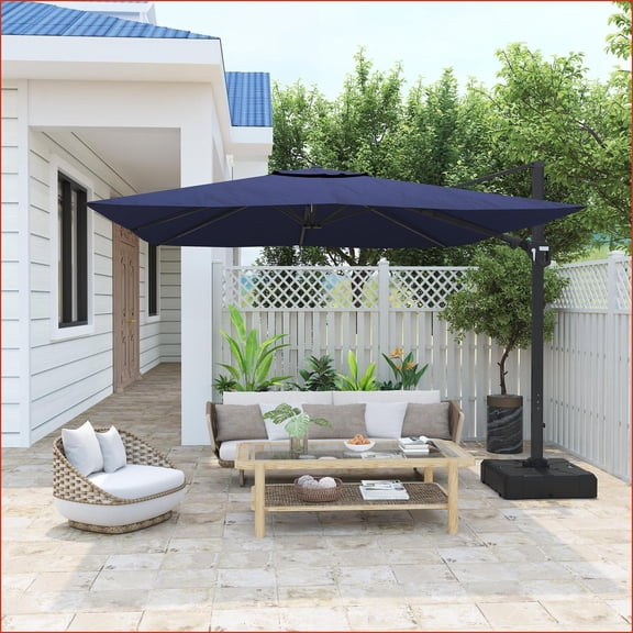 Patio Umbrella | 11FT Square Cantilever for Patio Backyard Deck, Navy Blue UV Protection, No Weighted Base | Aluminum | Square