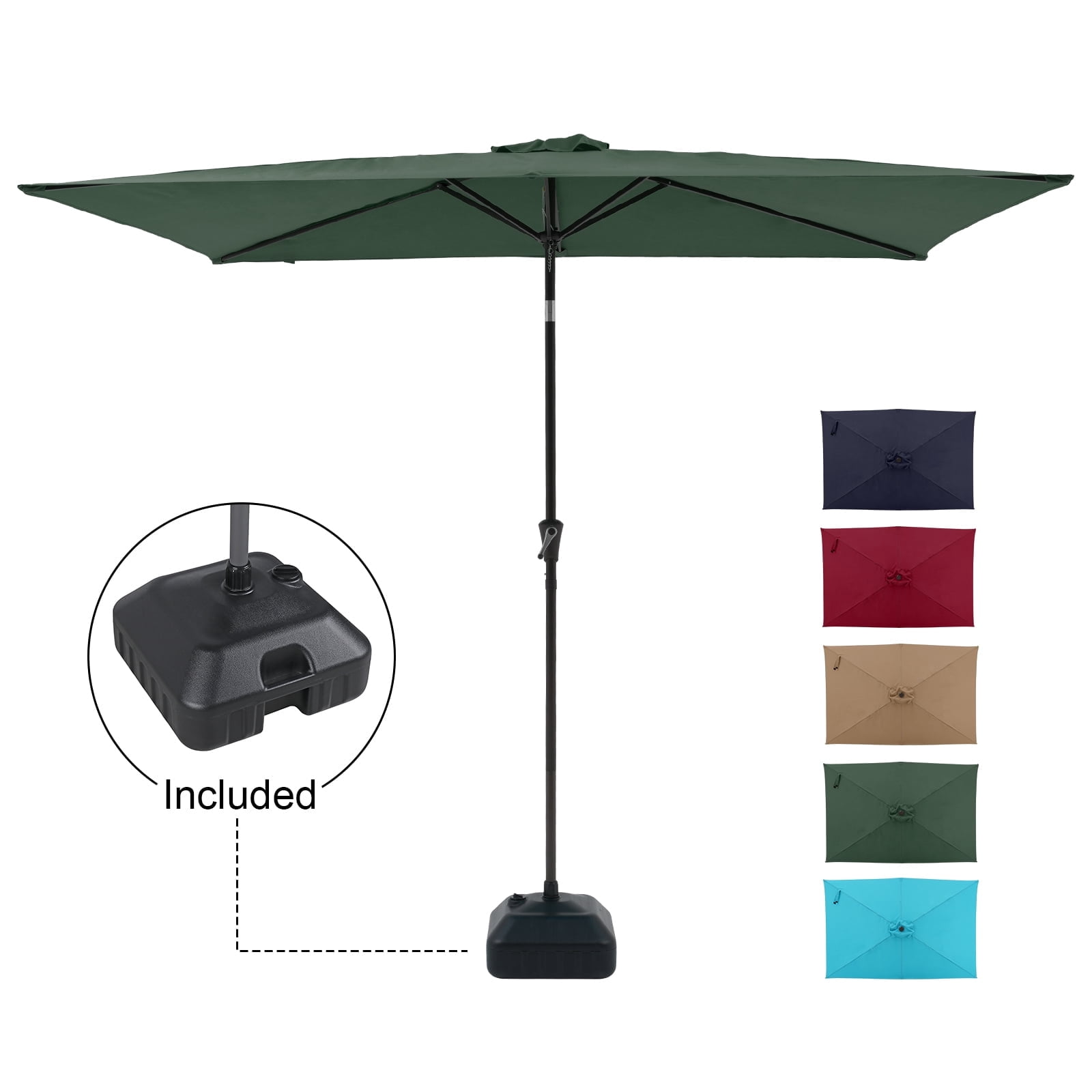 Patio Umbrella, 6.6 x 9.8ft Rectangular Outdoor Table Market Umbrella ...