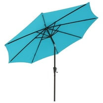 Patio Umbrella, 9-Feet Outdoor Table Market Umbrella with 8 Ribs and Push Button Tilt and Crank, for Garden Beach Deck，Turquoise
