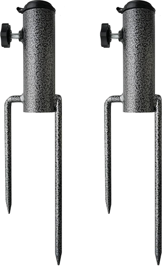 AMMSUN Patio Umbrella Steel Anchor Heavy Duty Ground Auger Base with Forks for Outdoor Lawn