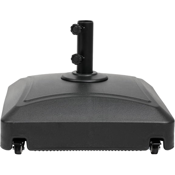Patio Umbrella Base 125lb Fillable Mobile Heavy Duty Square Market Stand for Patio, Desk, Poolside, Outdoor with 4 Wheel, Black